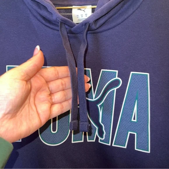 Puma Men’s Hoodie Navy Logo Pullover NWT Size M - Picture 6 of 10